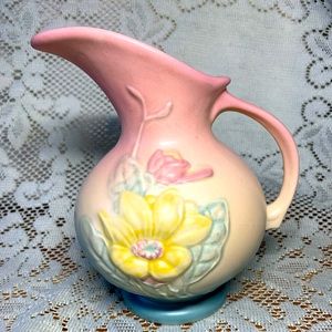 Vintage Blue Pink Ombré Floral Vase